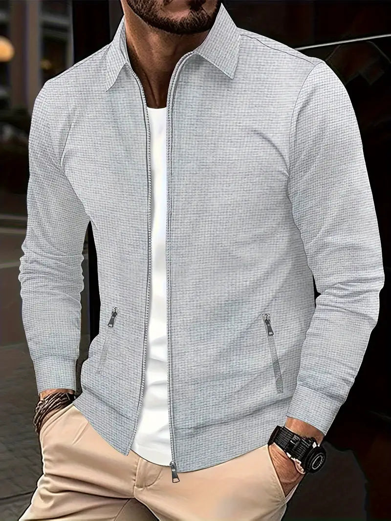 Elegante chaqueta con cremallera para hombre, versátil y moderna