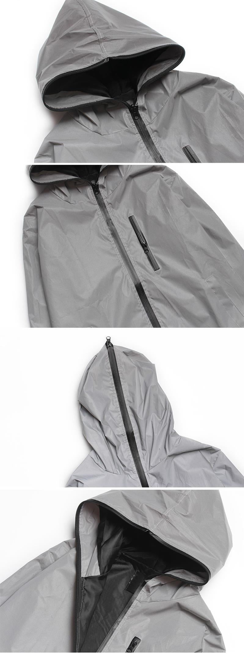 Cortavientos impermeable reflectante para hombre con capucha