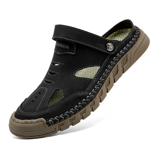 Sandalias de Cuero para Hombre | Punta Cerrada, Antideslizantes y Súper Cómodas para Uso Diario