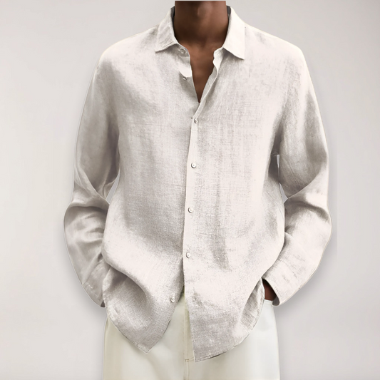 Camisa de lino de manga larga para hombre - Camisa de verano transpirable en varios colores