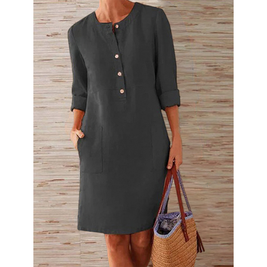Vestido de lino hasta la rodilla | Sencillez y elegancia | Estilo cómodo
