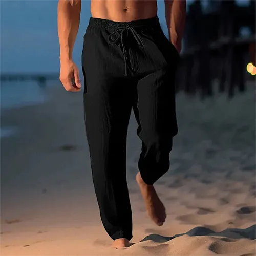 Pantalón de lino para hombre - Corte recto - Esencial de verano de tiro medio