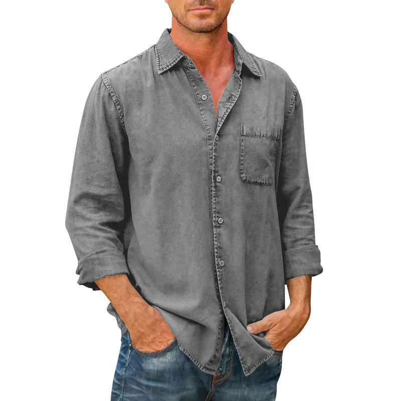 Camisa vaquera de manga larga con botones para hombre