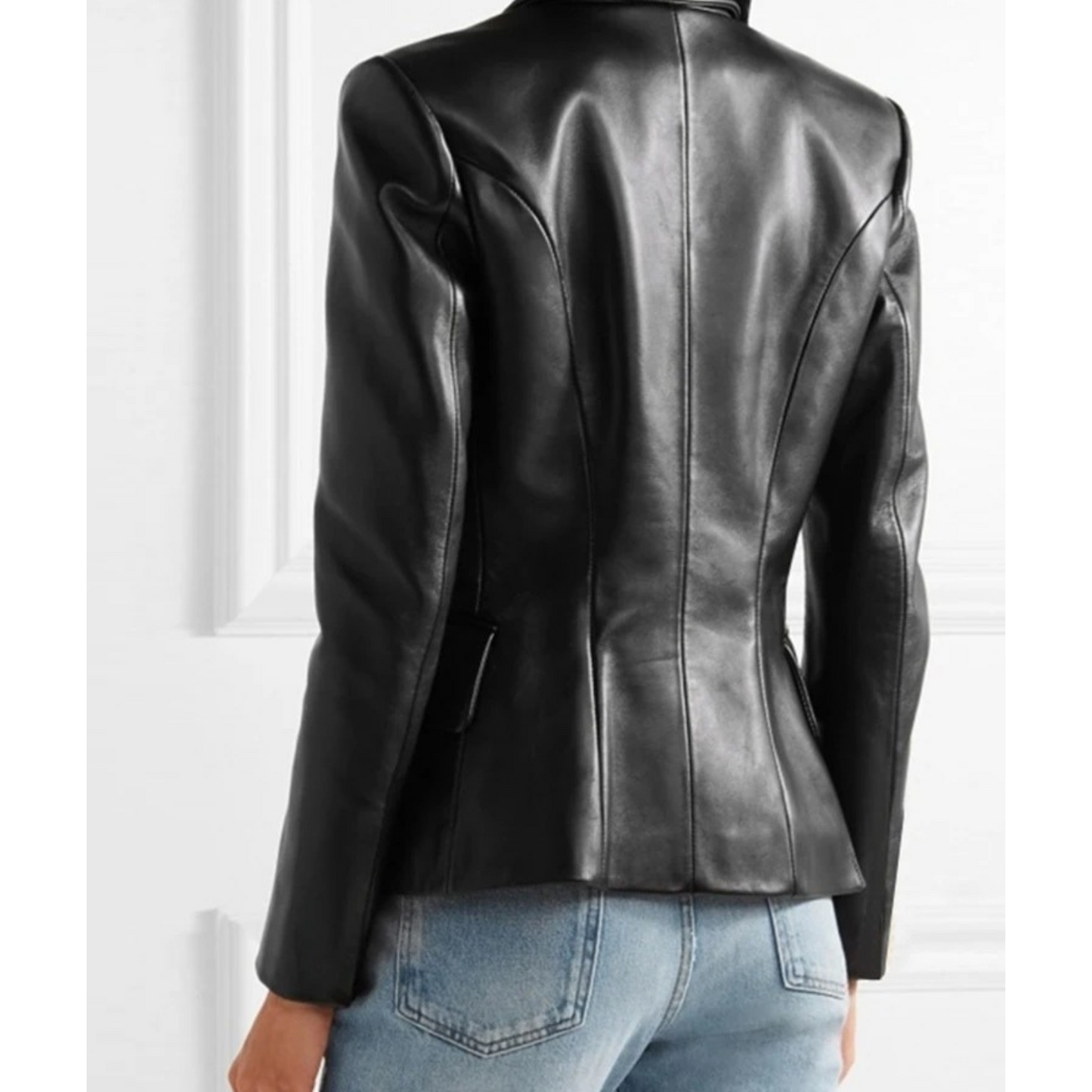 Blazer cruzado de polipiel para mujer