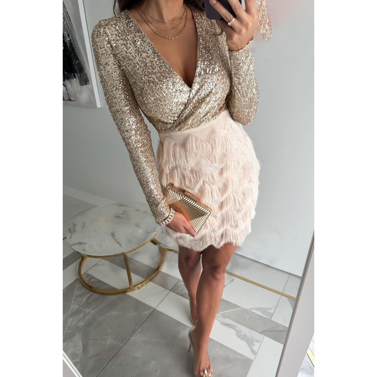 Vestido Elia con patchwork y borlas