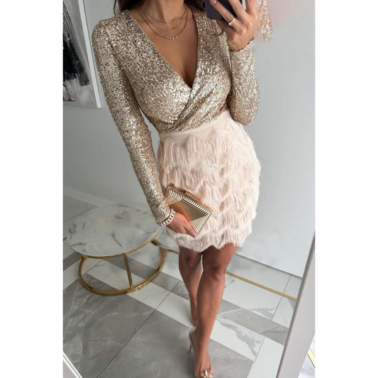 Vestido Elia con patchwork y borlas
