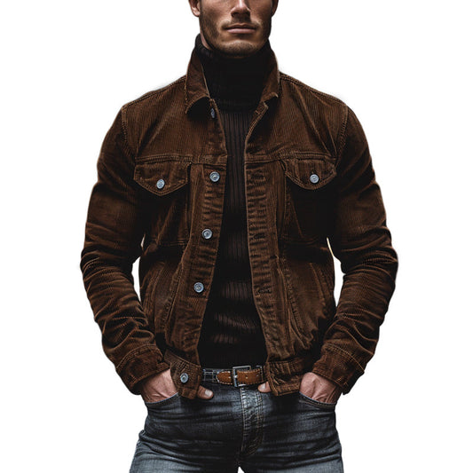 Chaqueta vintage con bolsillos en el pecho para hombre