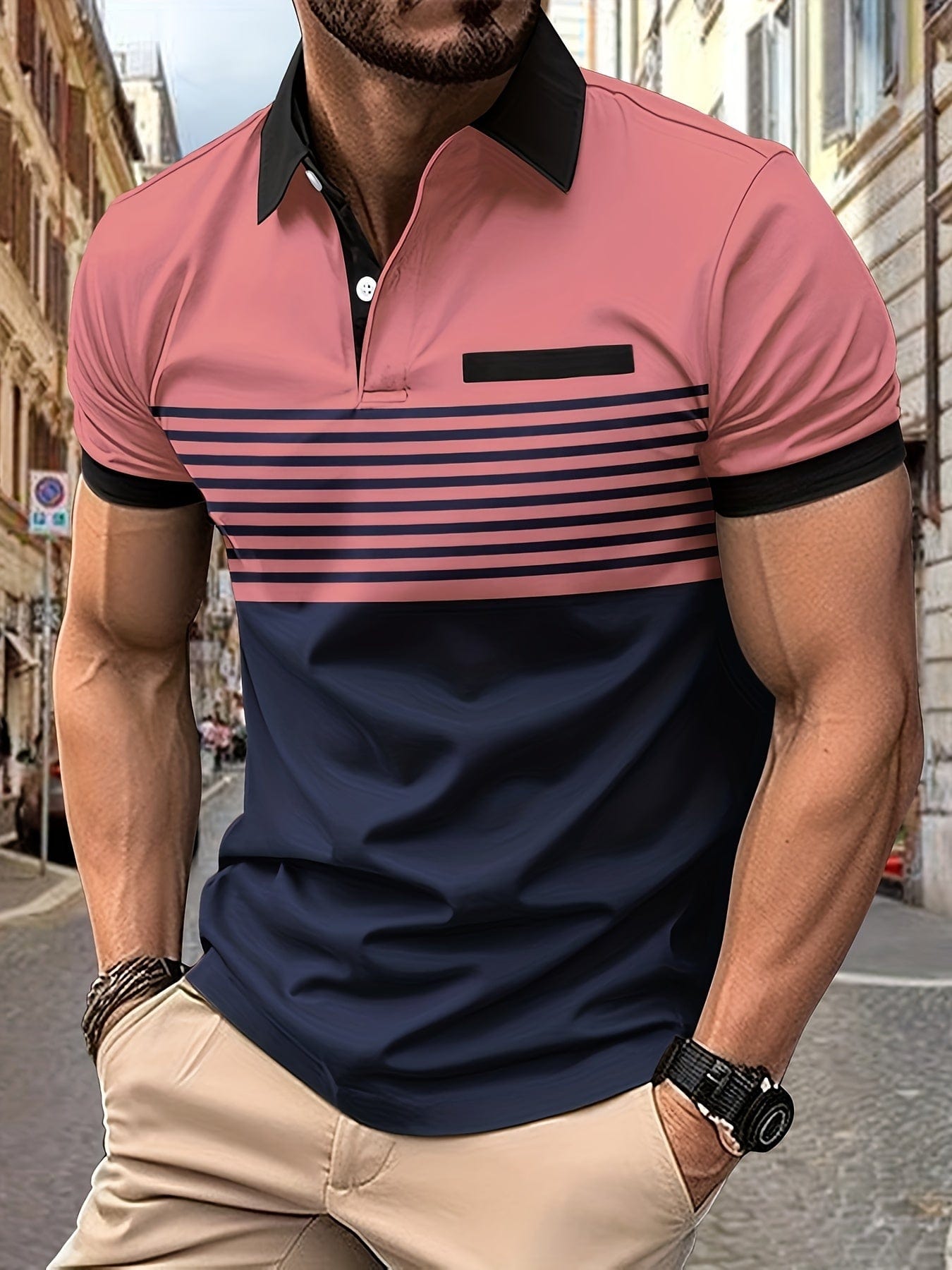 Louis｜Polo de verano a rayas para hombre