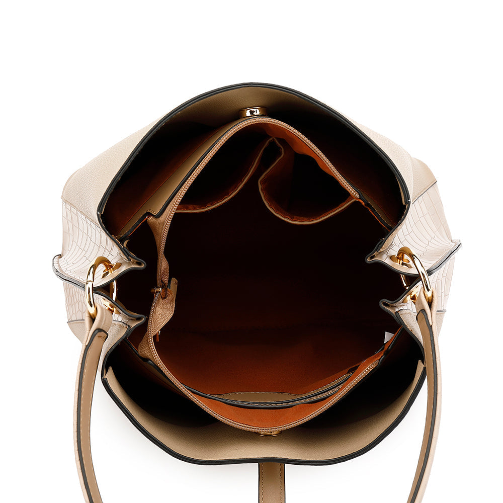 Mujer - Bolso hobo - Inserciones de cocodrilo - Estilo chic