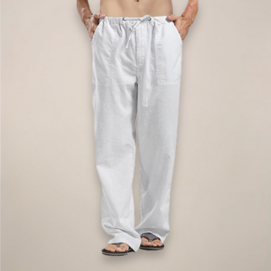 Pantalones de lino para hombre - Mezcla ligera de lino, comodidad transpirable en verano