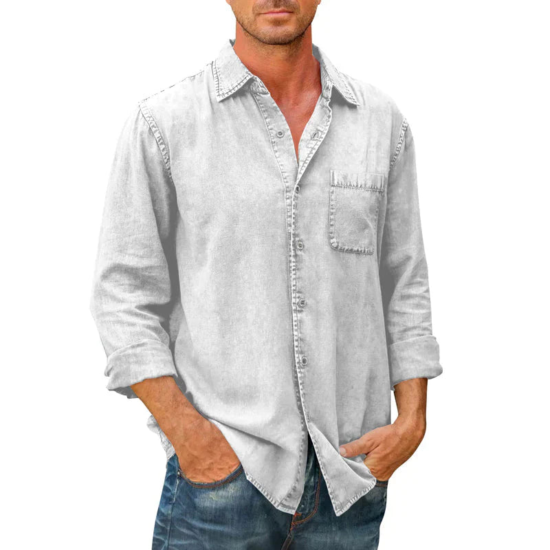 Camisa vaquera de manga larga con botones para hombre