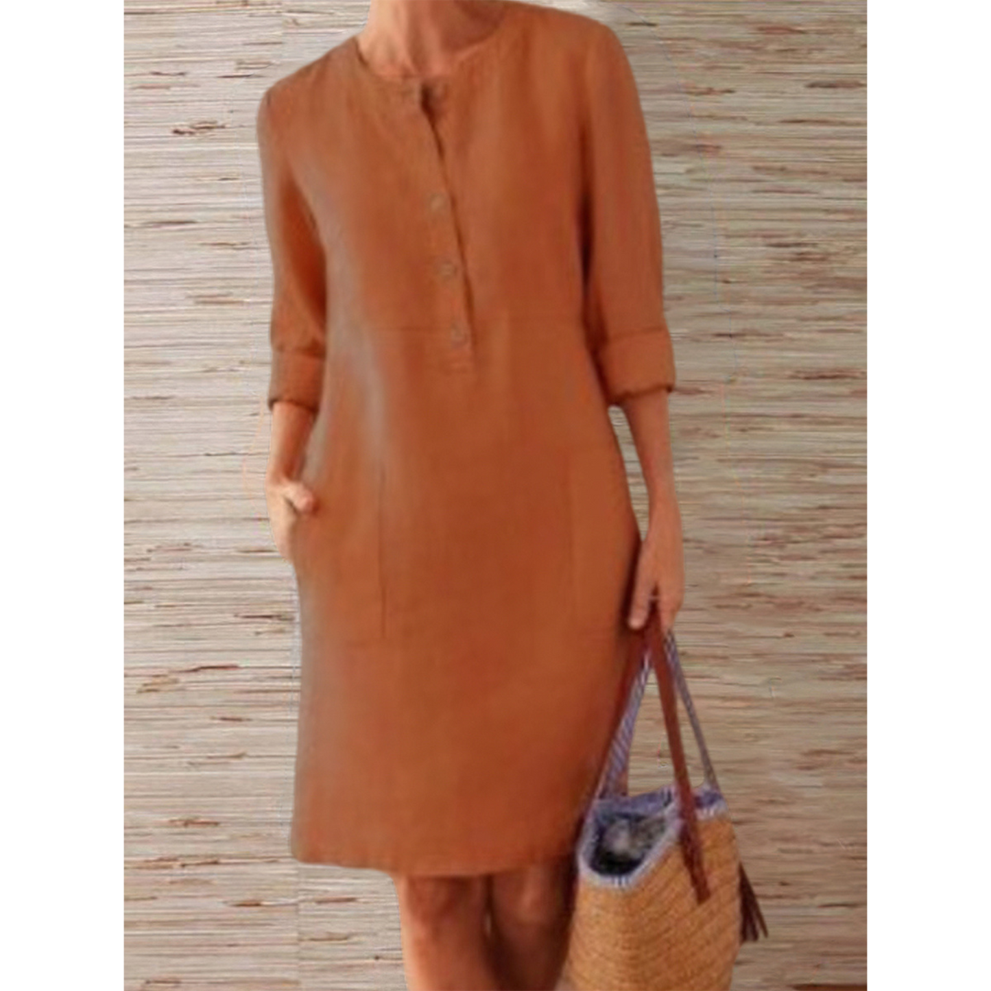 Vestido de lino hasta la rodilla | Sencillez y elegancia | Estilo cómodo