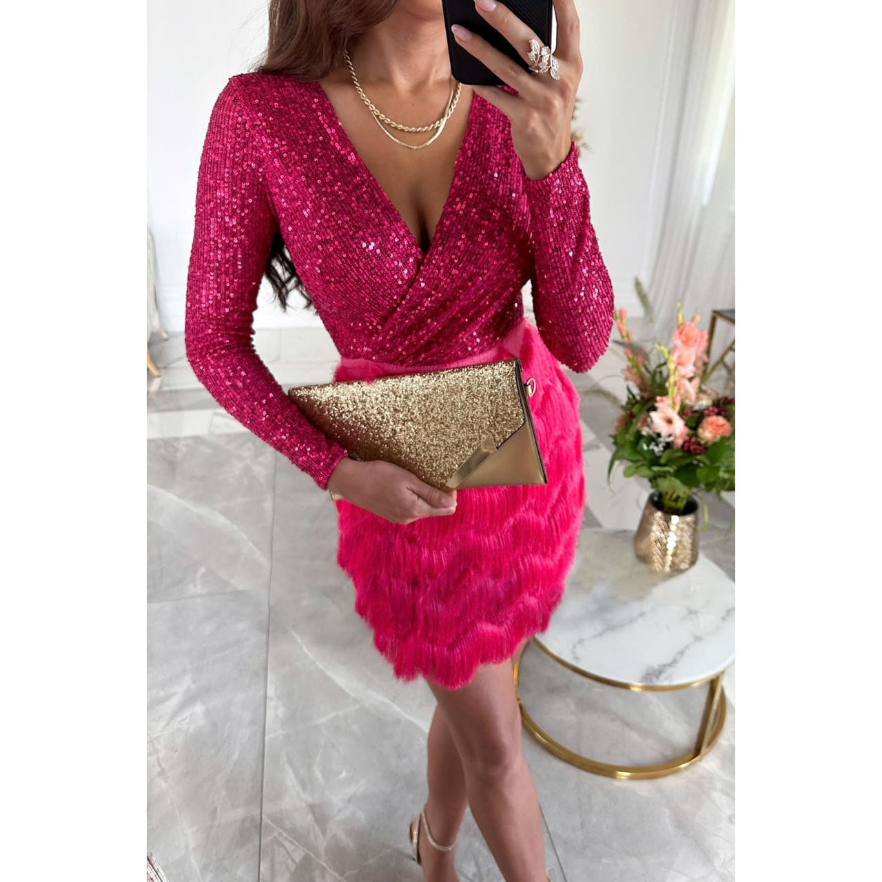Vestido Elia con patchwork y borlas