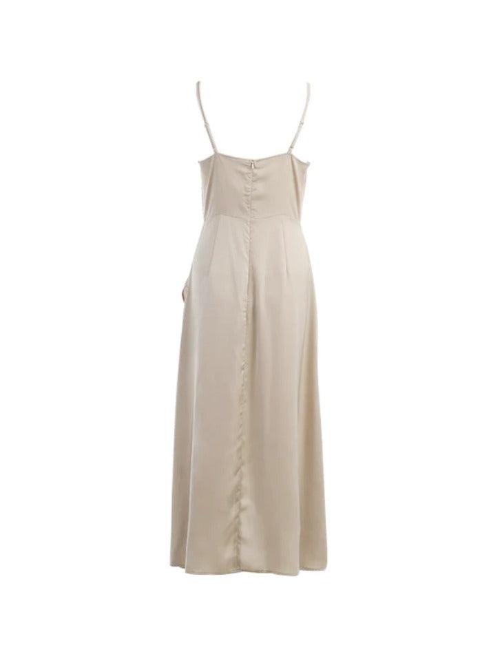 Vestido midi con escote en V y abertura hasta el muslo