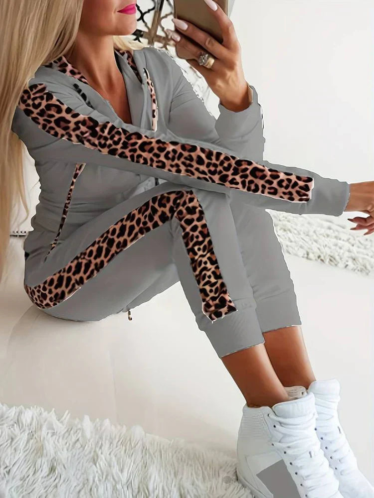 Trini - chándal cálido con estampado de leopardo para mujer
