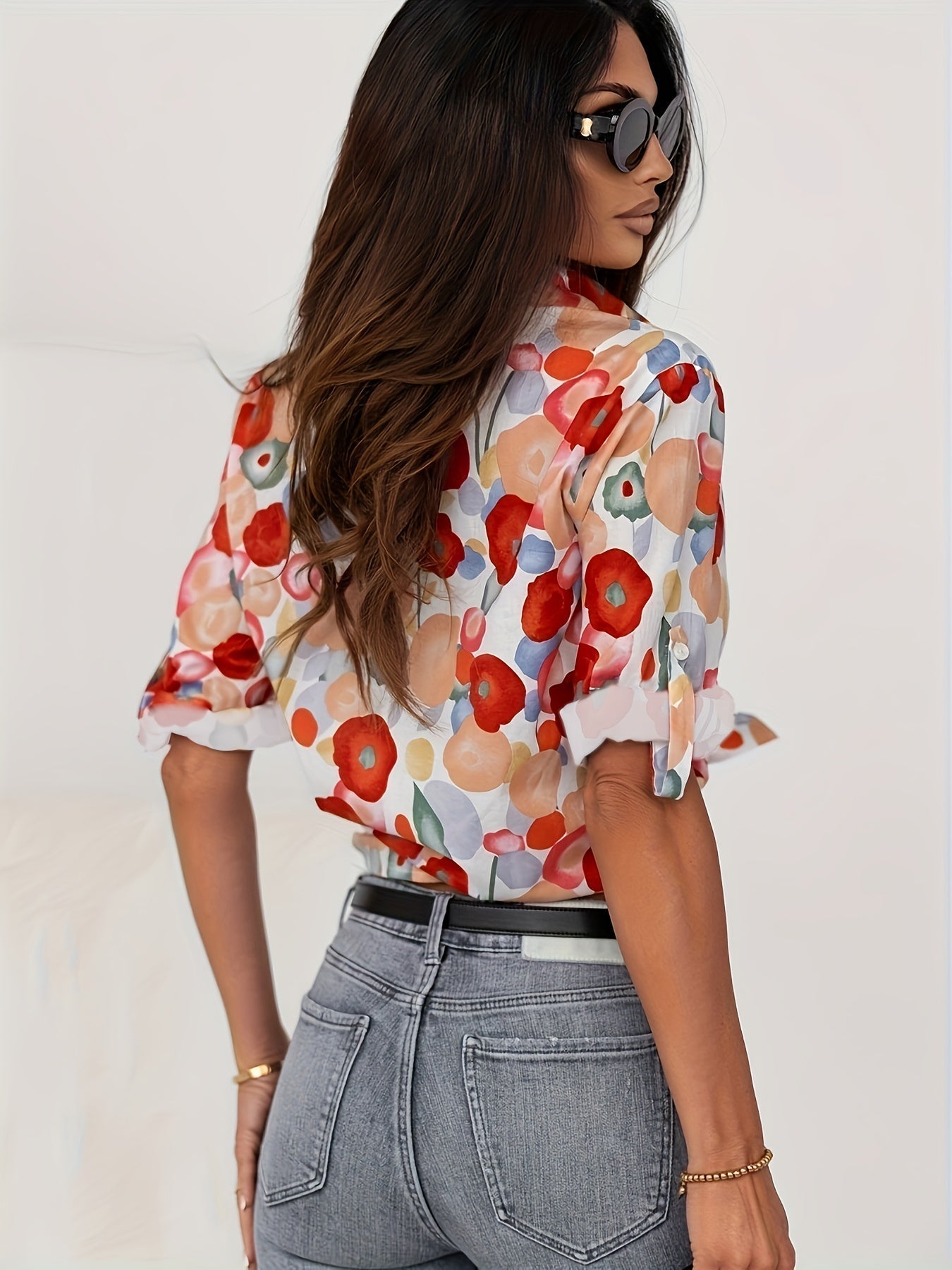 Blusa Vienna mujer floral roja corte femenino elegante verano