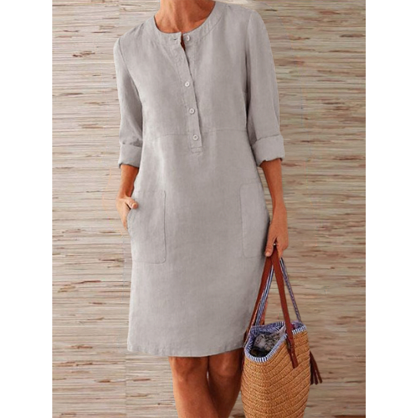 Vestido de lino hasta la rodilla | Sencillez y elegancia | Estilo cómodo