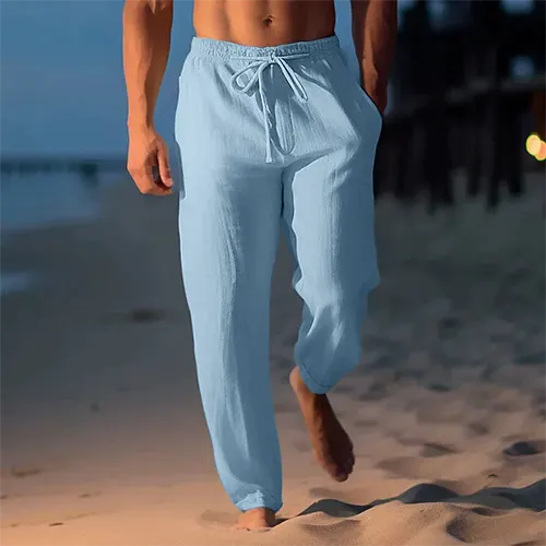 Pantalón de lino para hombre - Corte recto - Esencial de verano de tiro medio