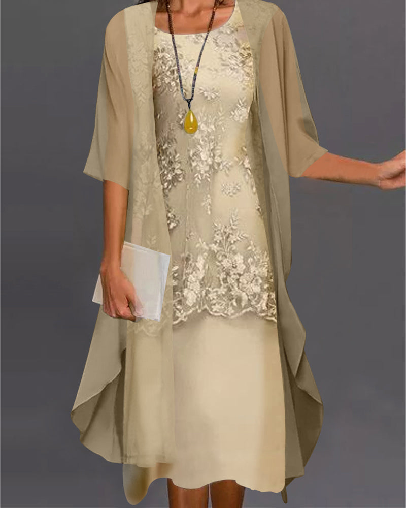 2 piezas Vestido elegante de gasa de seda