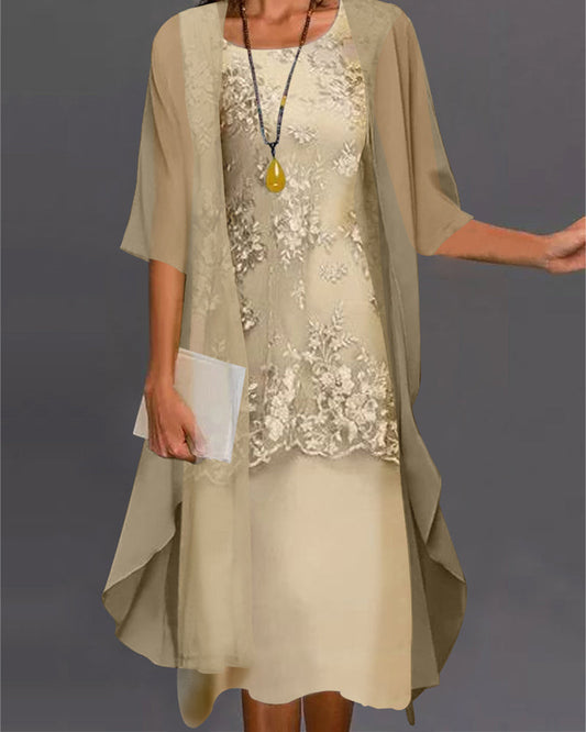 2 piezas Vestido elegante de gasa de seda