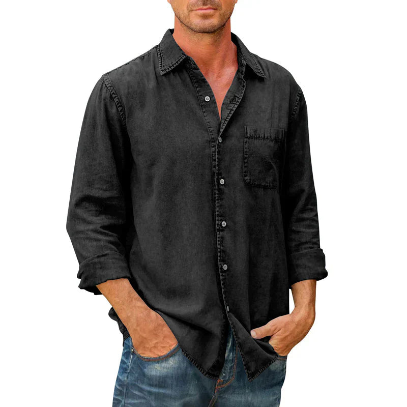 Camisa vaquera de manga larga con botones para hombre