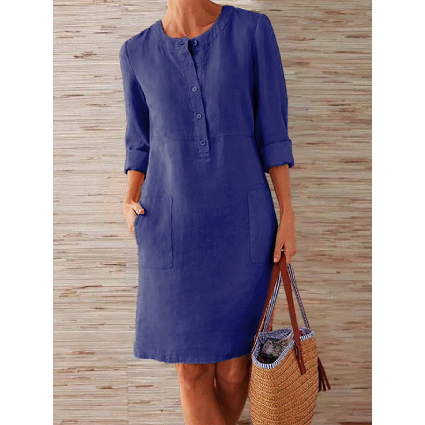Vestido de lino hasta la rodilla | Sencillez y elegancia | Estilo cómodo