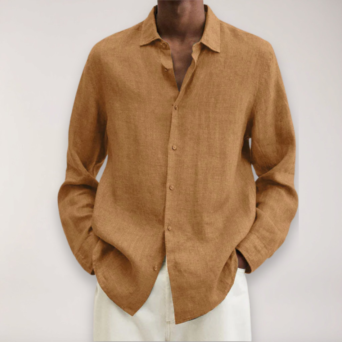 Camisa de lino de manga larga para hombre - Camisa de verano transpirable en varios colores