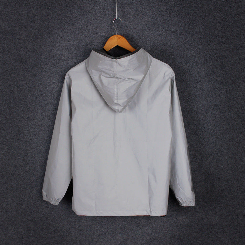 Cortavientos impermeable reflectante para hombre con capucha