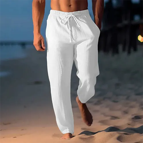 Pantalón de lino para hombre - Corte recto - Esencial de verano de tiro medio