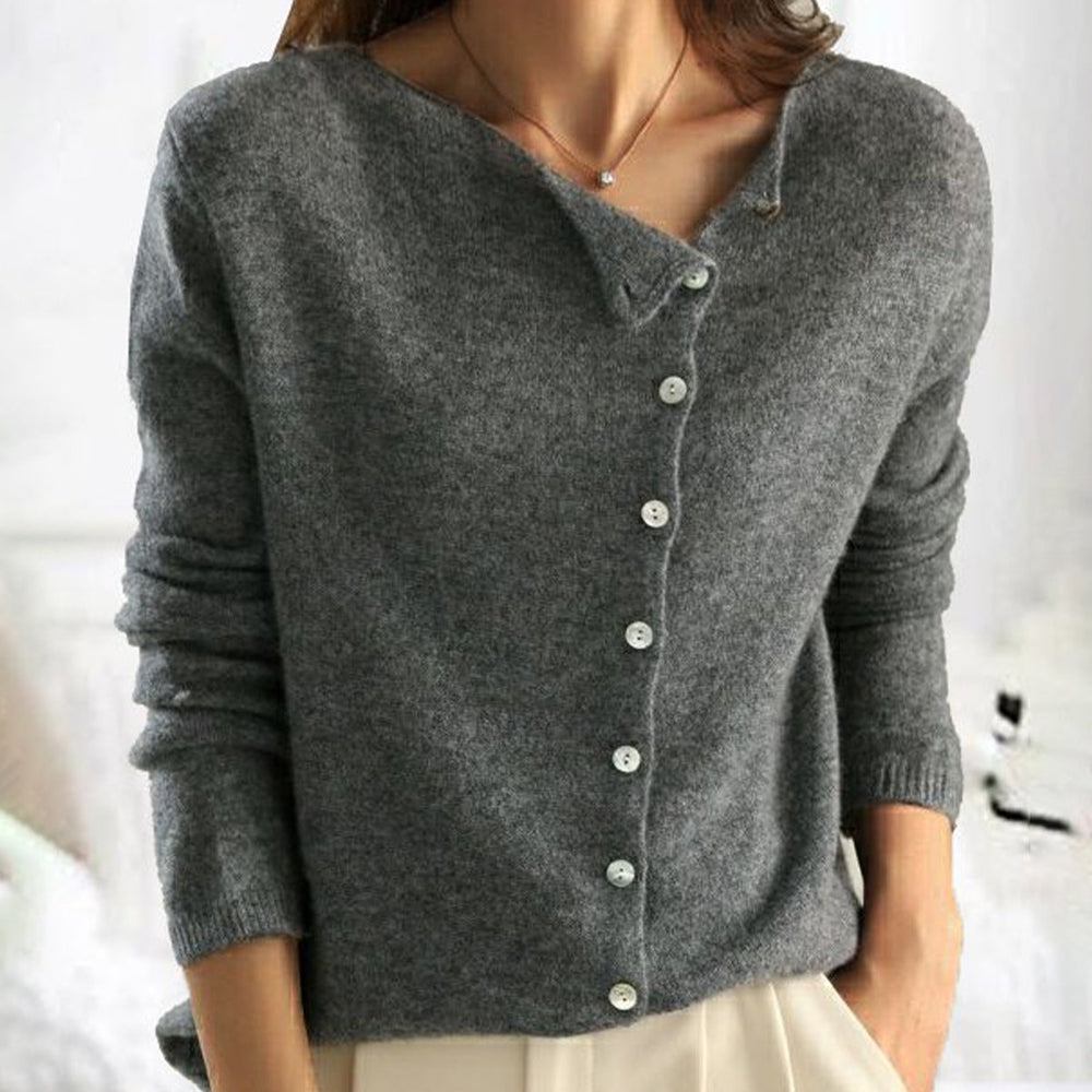 Jersey Gris Botones Mujer