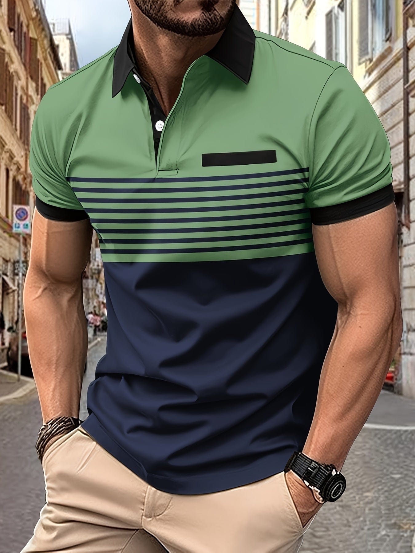 Louis｜Polo de verano a rayas para hombre