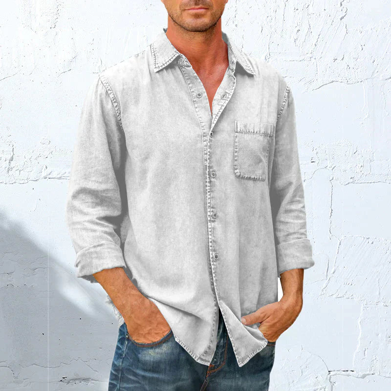 Camisa vaquera de manga larga con botones para hombre
