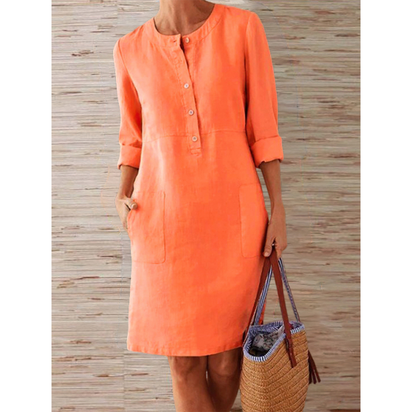 Vestido de lino hasta la rodilla | Sencillez y elegancia | Estilo cómodo