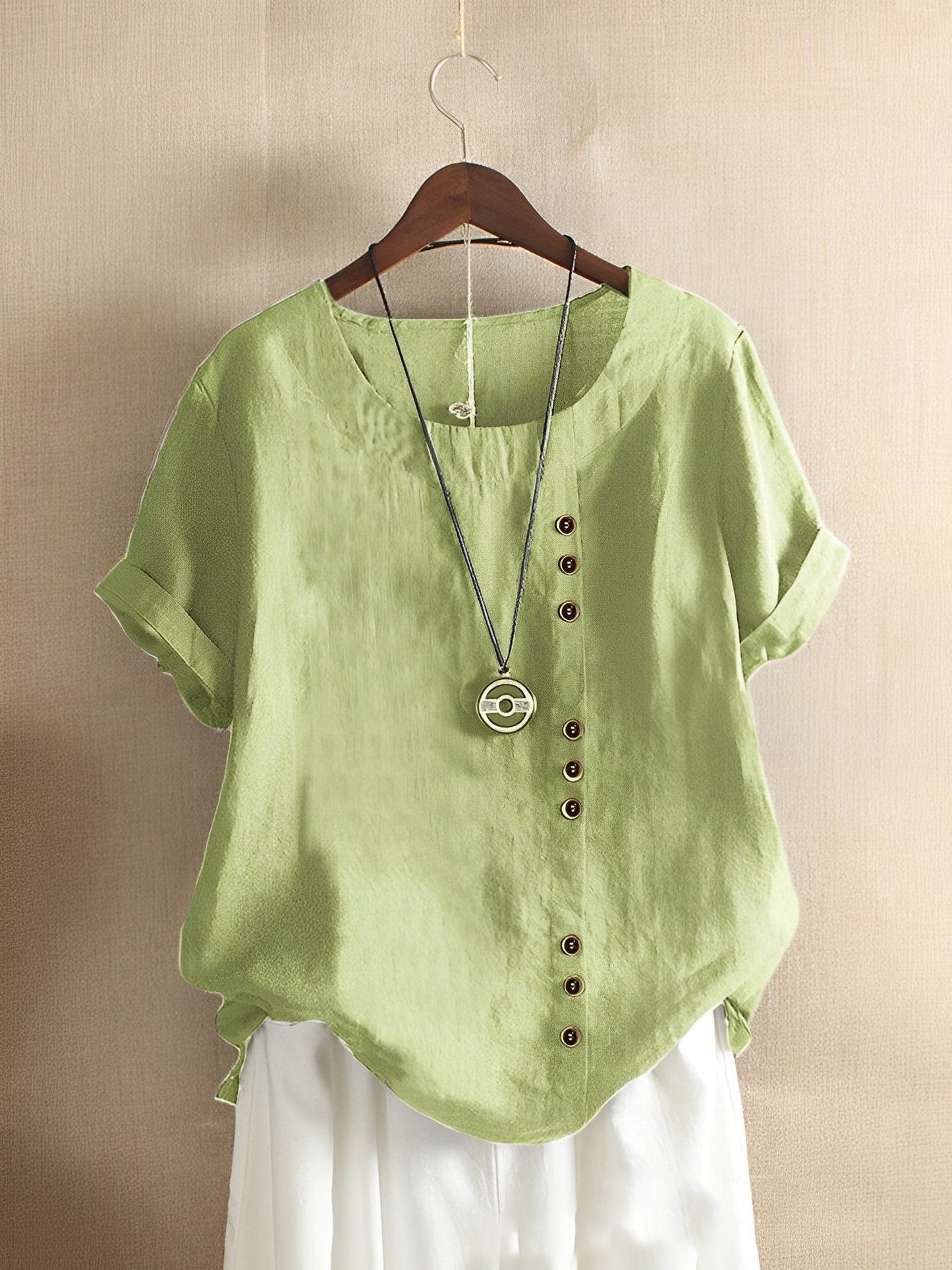Camiseta de lino de manga corta Cotton Loose
