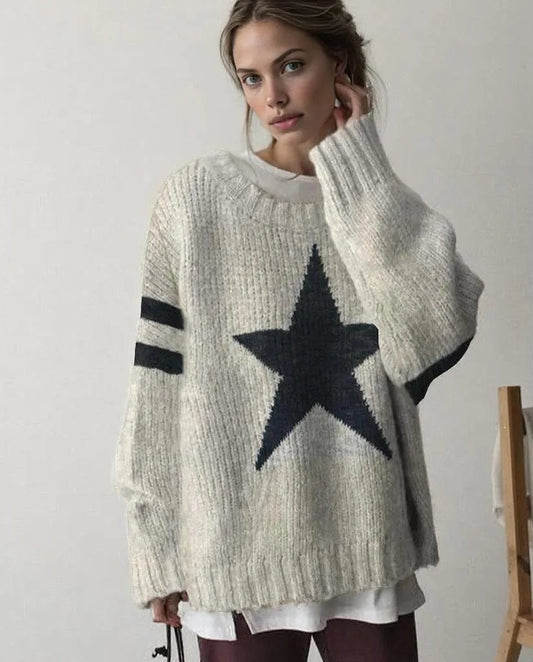 Popular jersey de manga larga y cuello redondo