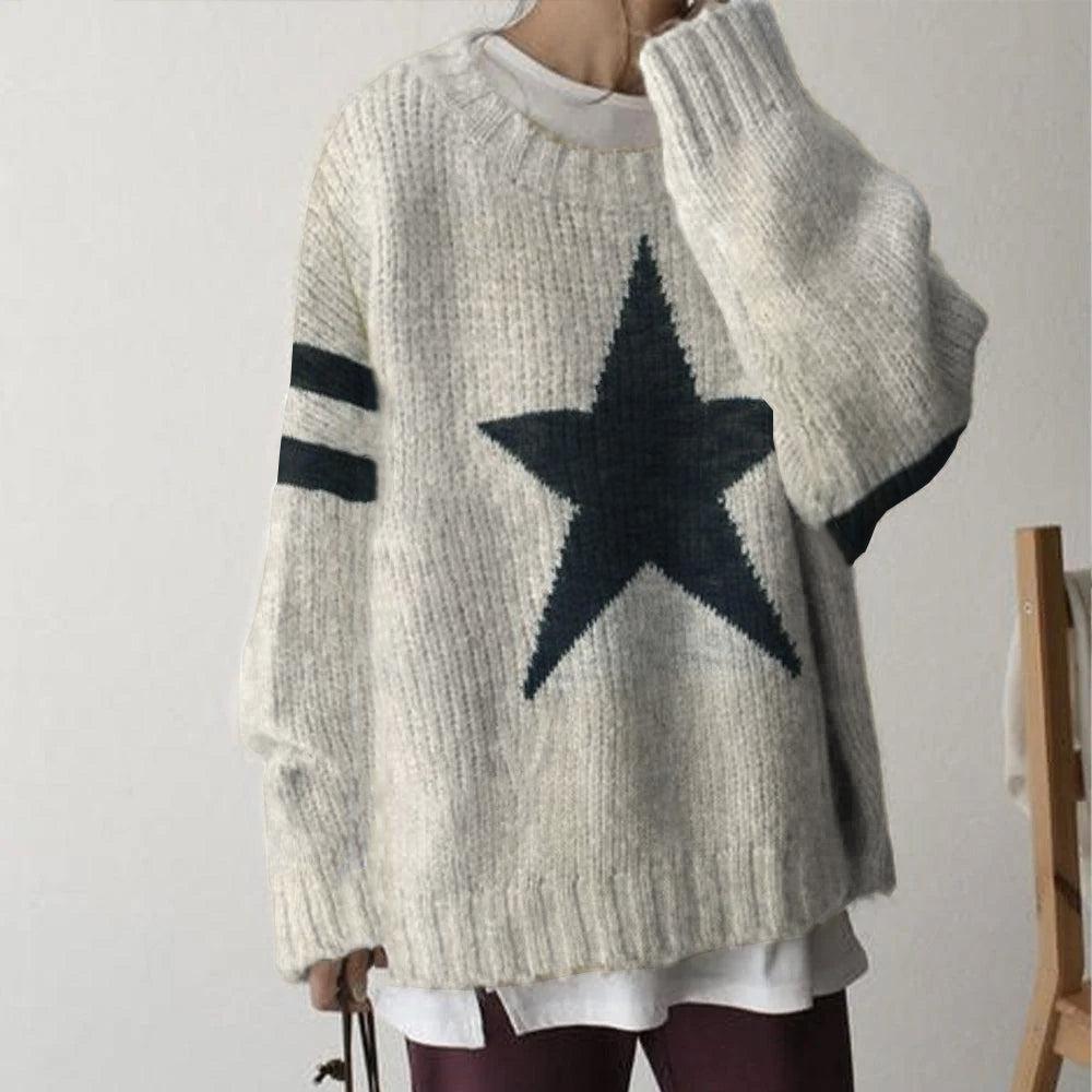 Popular jersey de manga larga y cuello redondo