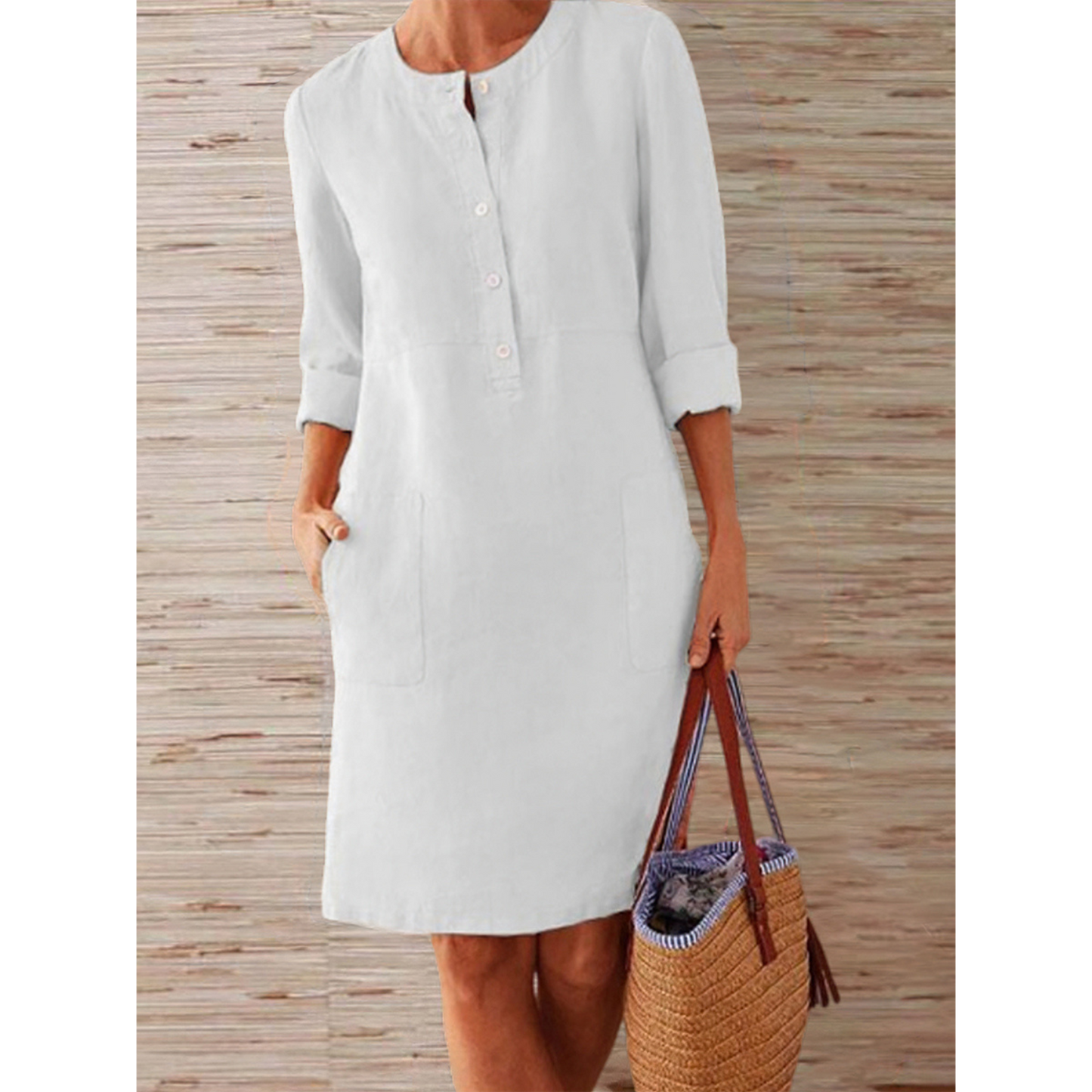 Vestido de lino hasta la rodilla | Sencillez y elegancia | Estilo cómodo