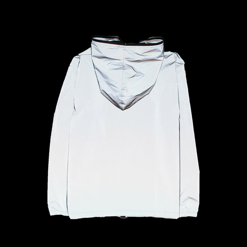 Cortavientos impermeable reflectante para hombre con capucha