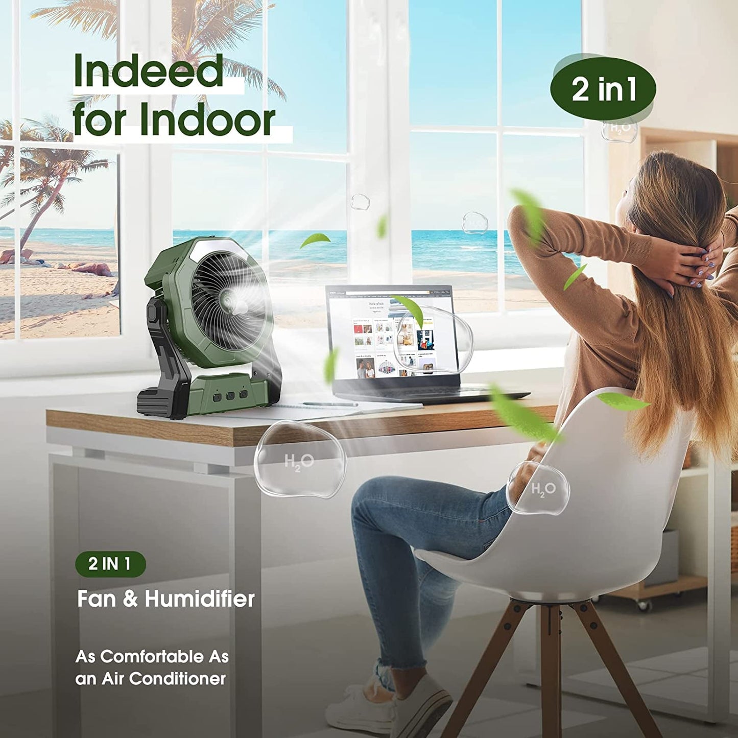 Ventilador nebulizador portátil, ventilador con batería recargable de 8 pulgadas 10000Mah