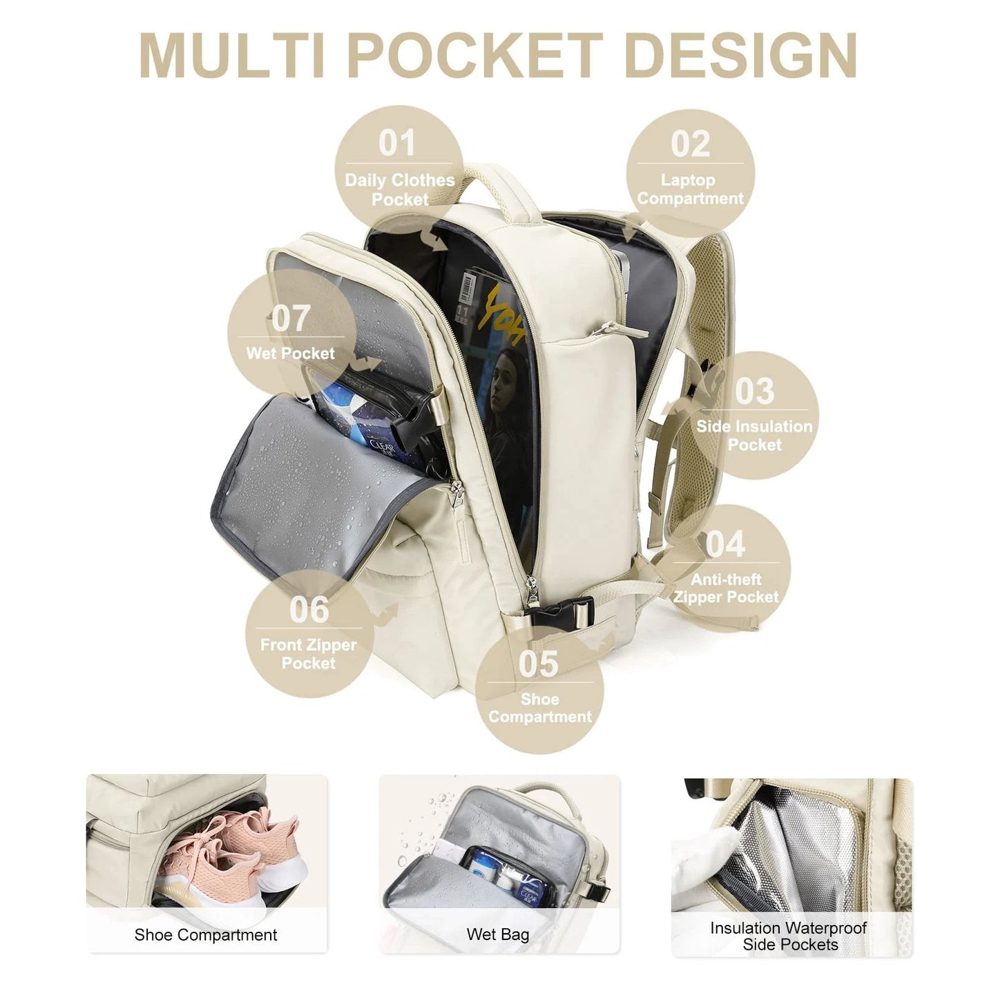 Mochila - Gran bolsa de viaje impermeable para senderismo y viajes