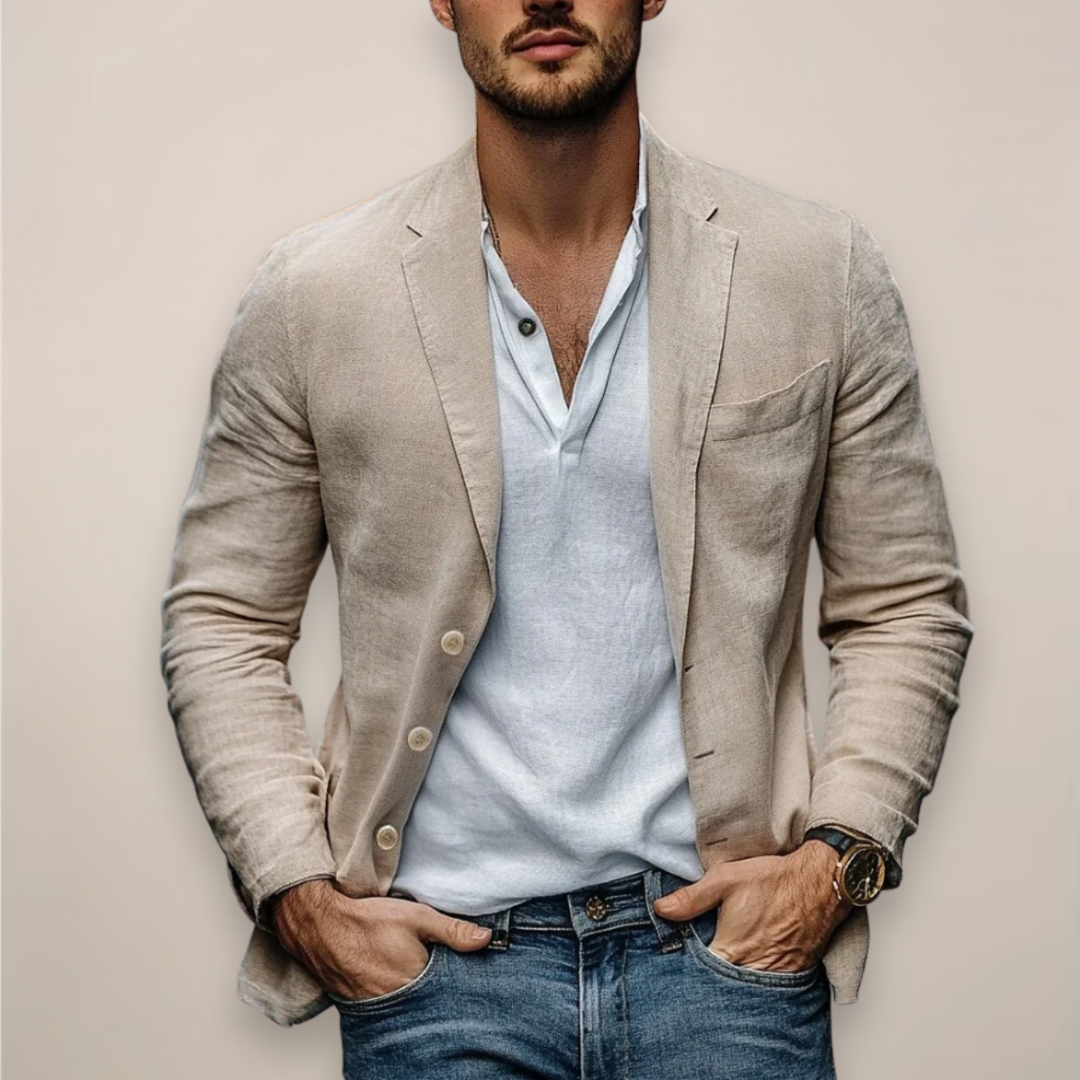 Americana de lino para hombre: ligera, cómoda y elegante para el verano