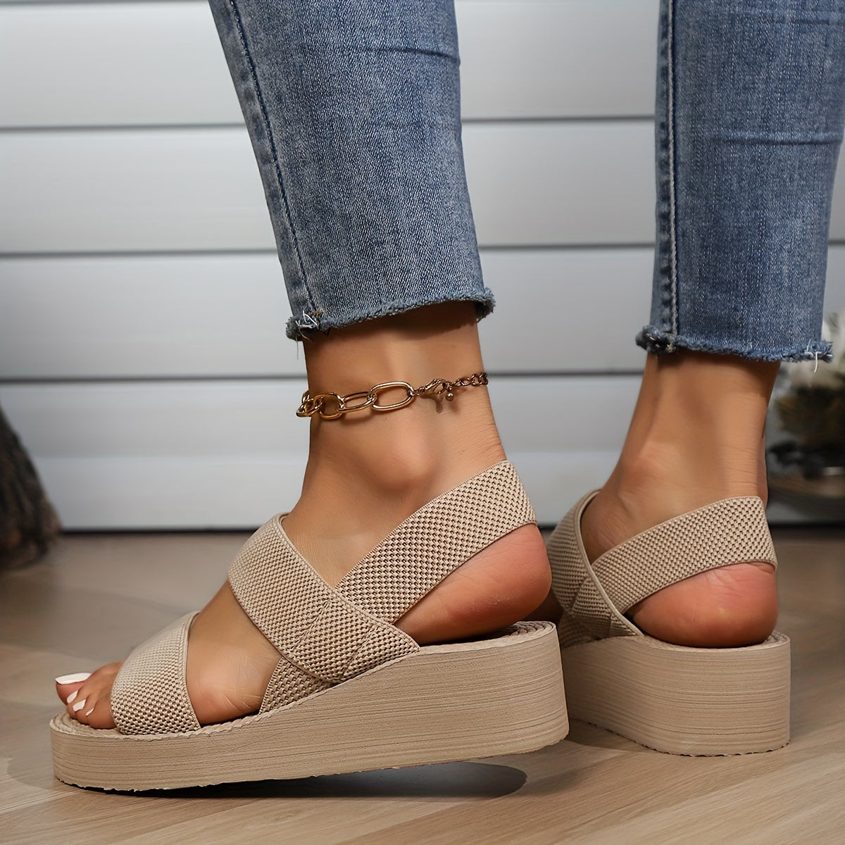 Elegantes y cómodas sandalias de mujer - Sandalias de verano con plataforma, suela gruesa y puntera redonda