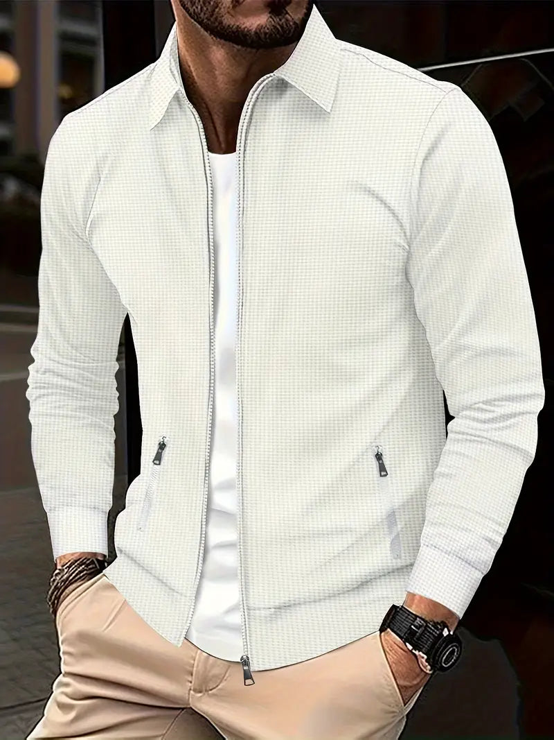 Elegante chaqueta con cremallera para hombre, versátil y moderna