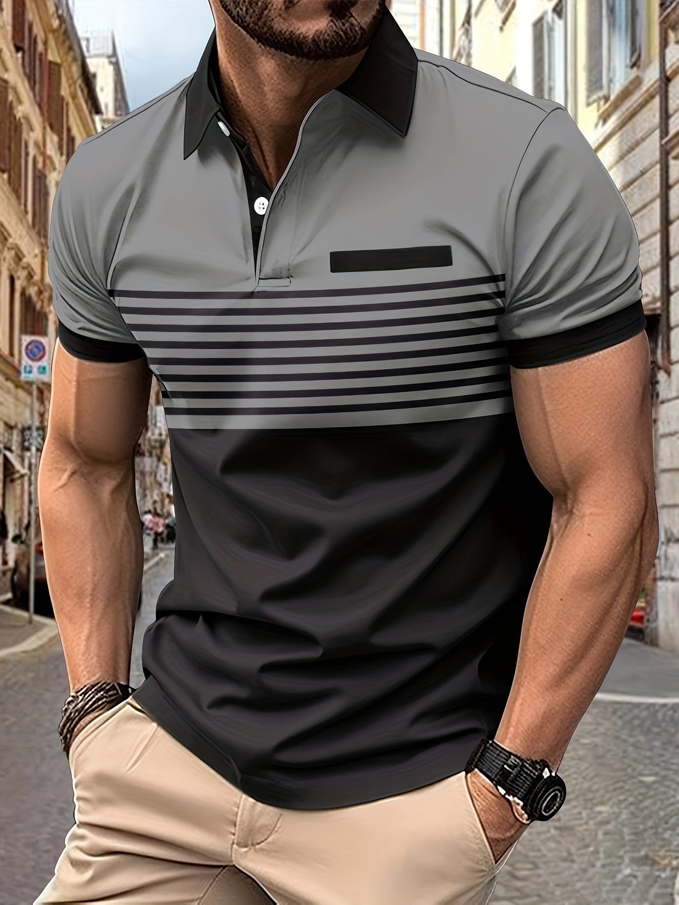 Louis｜Polo de verano a rayas para hombre