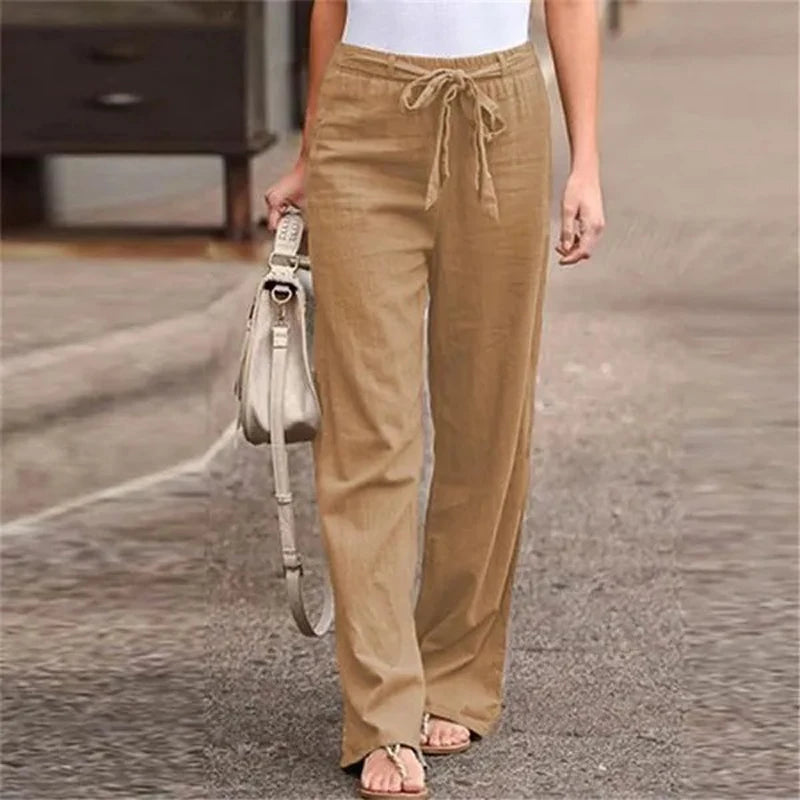 Ilnara - Pantalón de lino elástico