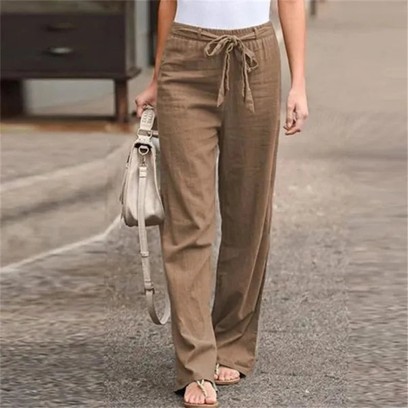 Ilnara - Pantalón de lino elástico