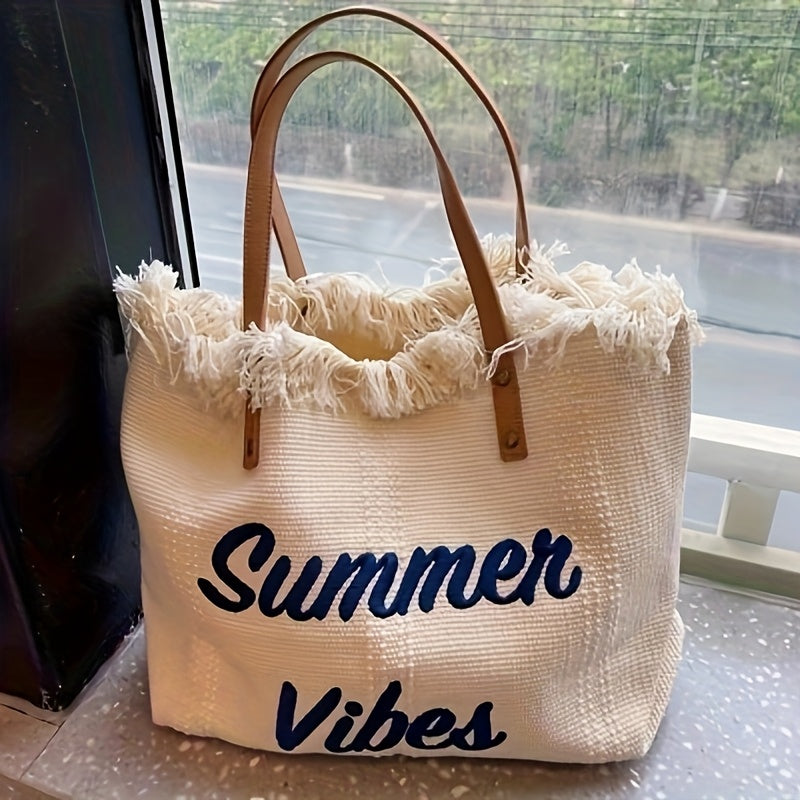 Amara | Bolso de verano con borlas y letras bordadas