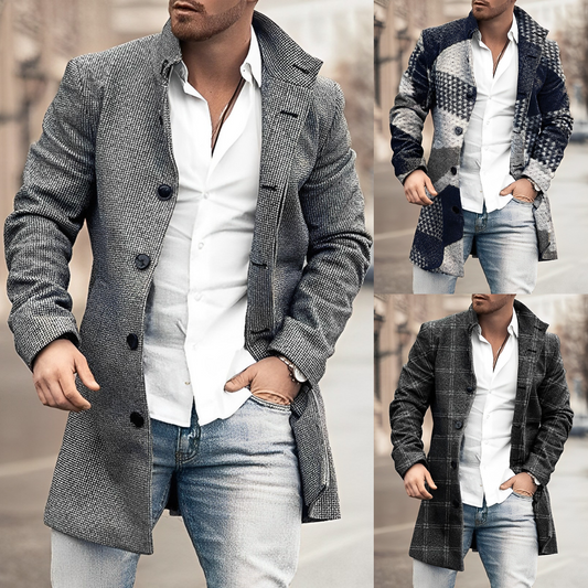 Abrigo de lana para hombre con botones de moda