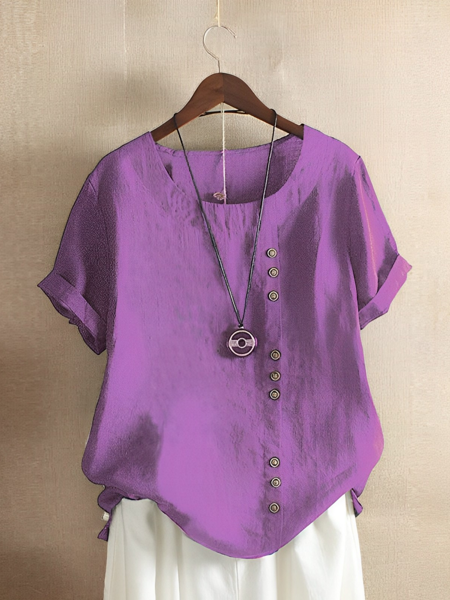 Camiseta de lino de manga corta Cotton Loose