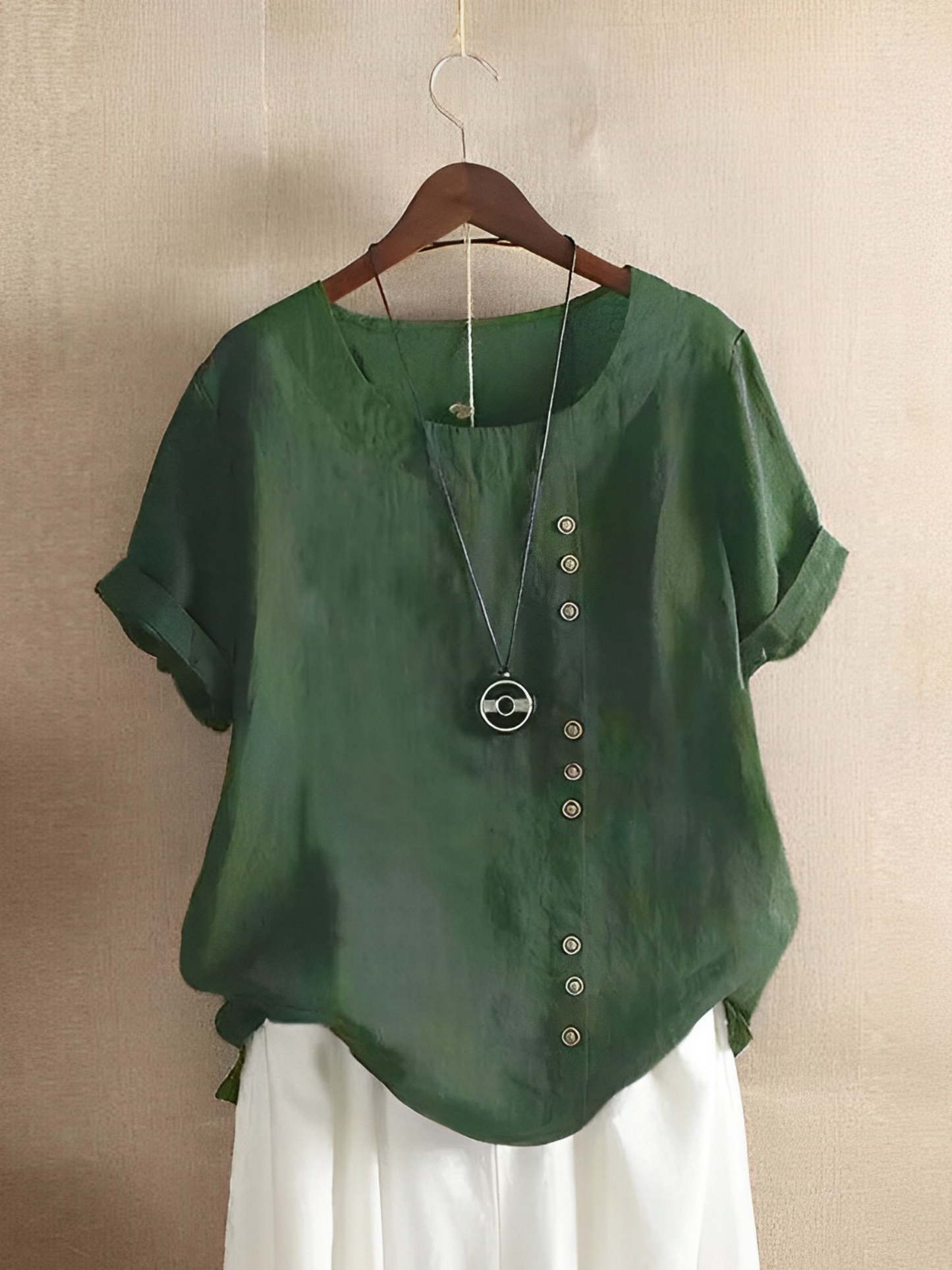 Camiseta de lino de manga corta Cotton Loose